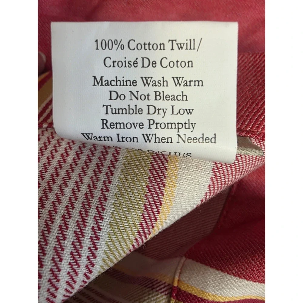 Pottery Barn Red Yellow Striped 100% cotton  shower curtain Twill Fabric 36x72